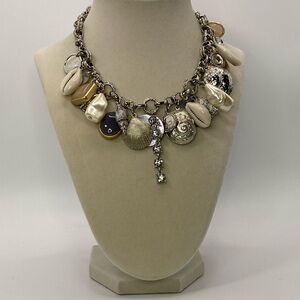 White House Black Market Necklace  Semi-Precious Stones Seashell Charms
